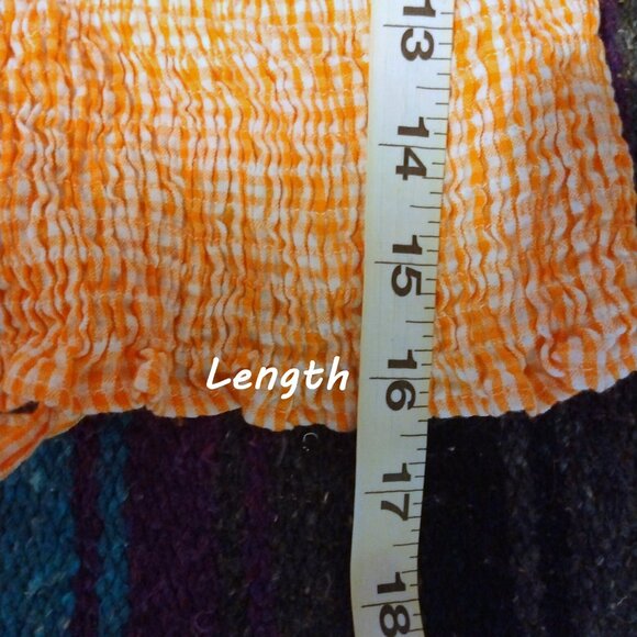 Sim & Sam Orange Gingham Peasant Crop Top S Milkmaid Cottagecore Lace-Up Back - Picture 7 of 8